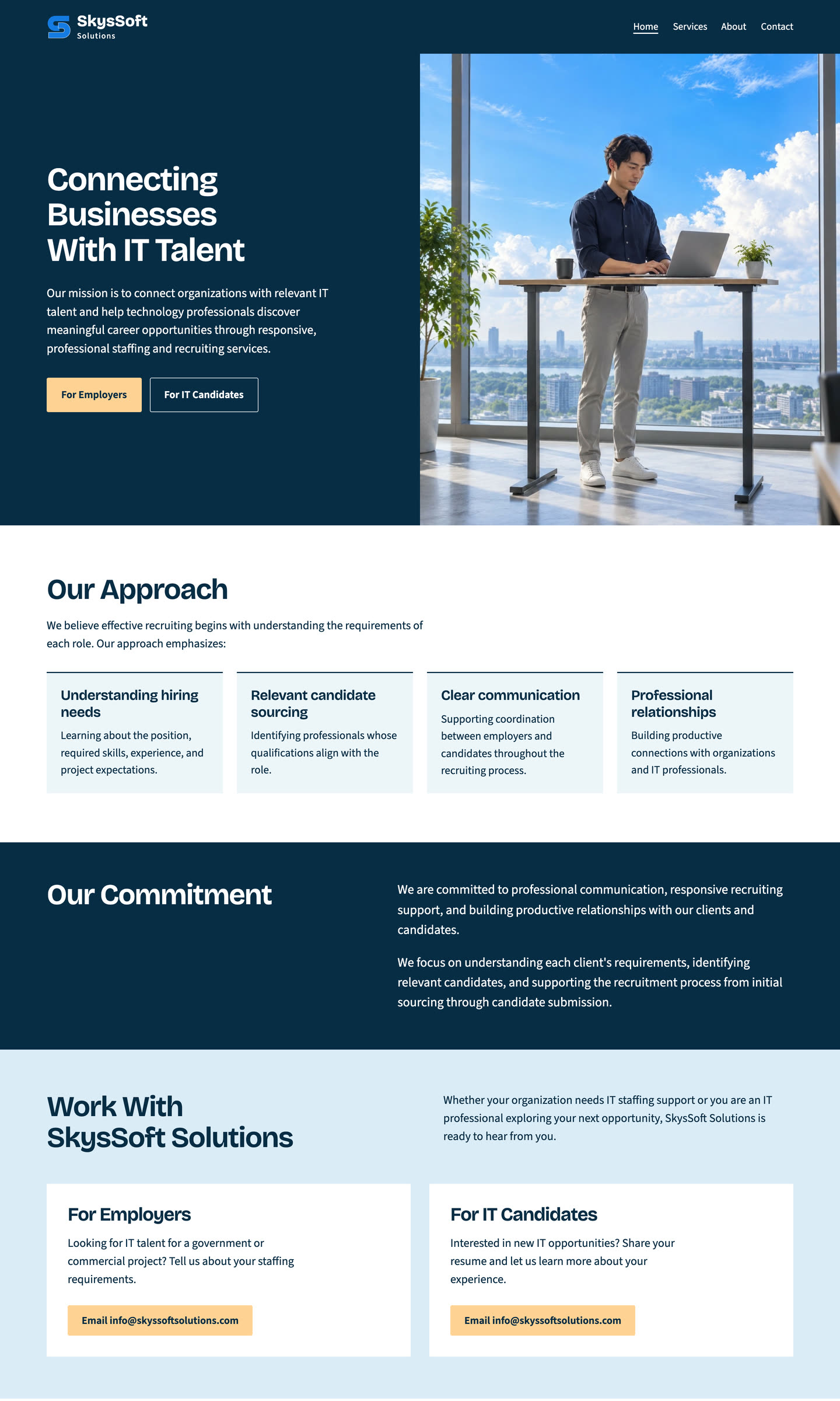 SkysSoft website, home page