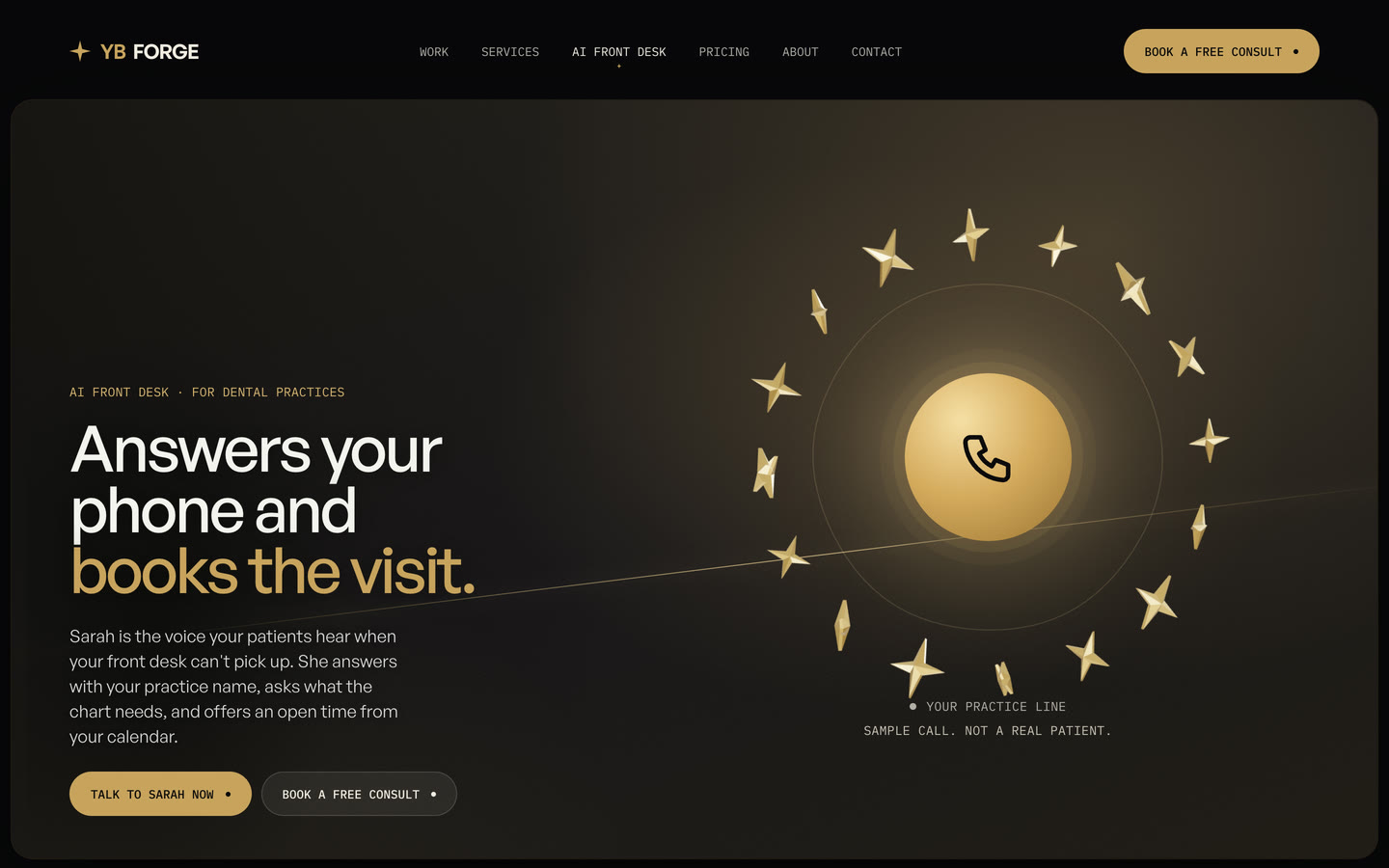 The AI Front Desk page on a computer