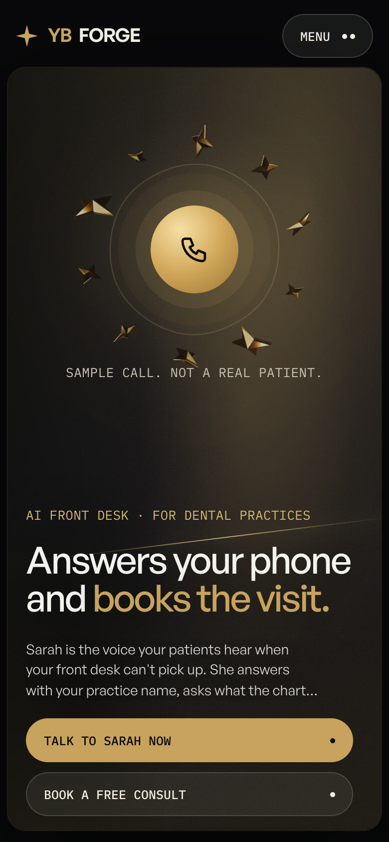 The AI Front Desk page on a phone